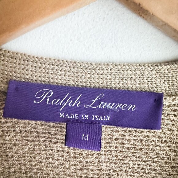 Ralph LAuren Purple Label Silk Blend Camel Beige Cardigan M - Picture 3 of 6